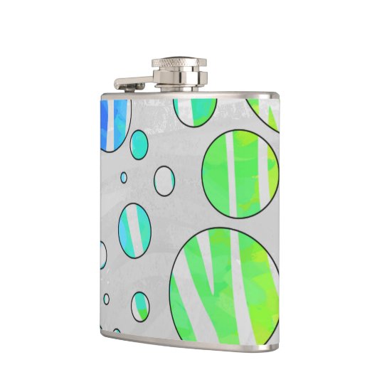 Flasques Zebra Polka Dot Arc-en-ciel et impression blanche (Gauche)