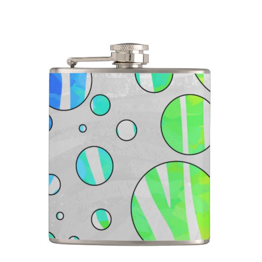 Flasques Zebra Polka Dot Arc-en-ciel et impression blanche (Devant)