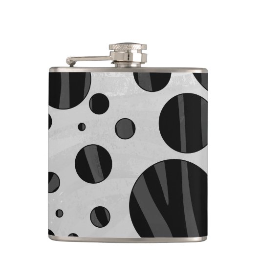 Flasques Zebra Polka point noir et gris impression (Devant)