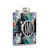 Flasques Zèbre et monogramme exotique du motif de fleurs | (Droite)