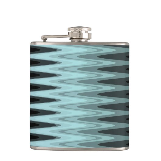 Flasques Zig Zag Turquoise noir Motif gris (Devant)
