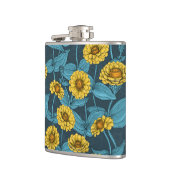 Flasques Zinnias jaune sur bleu foncé (Gauche)