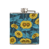 Flasques Zinnias jaune sur bleu foncé (Dos)