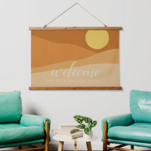 Flat Boho Mountain Sunset Desert Welkom Hangend Wandkleed