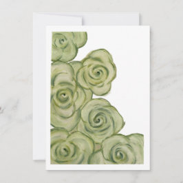 Flat Card of Green and White tinted roses Feestdagenkaart