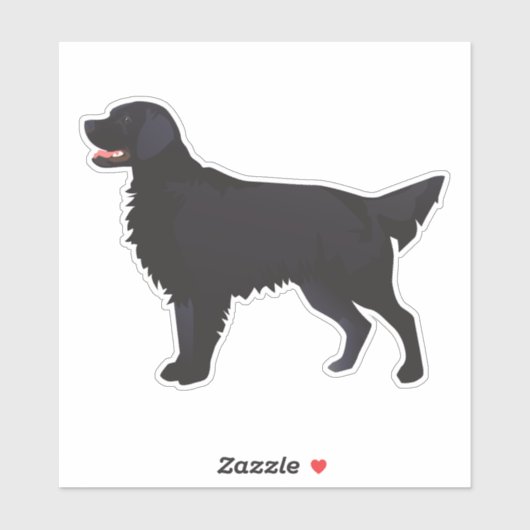 Flat Coate Retriever in Black Hondenras Silhouette Sticker (Vel)