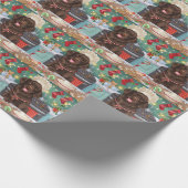 Flat-Coated Retriever Holiday Baking: Kerstmis Cadeaupapier (Hoek)