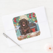 Flat-Coated Retriever Holiday Baking: Kerstmis Vierkante Sticker (Envelop)