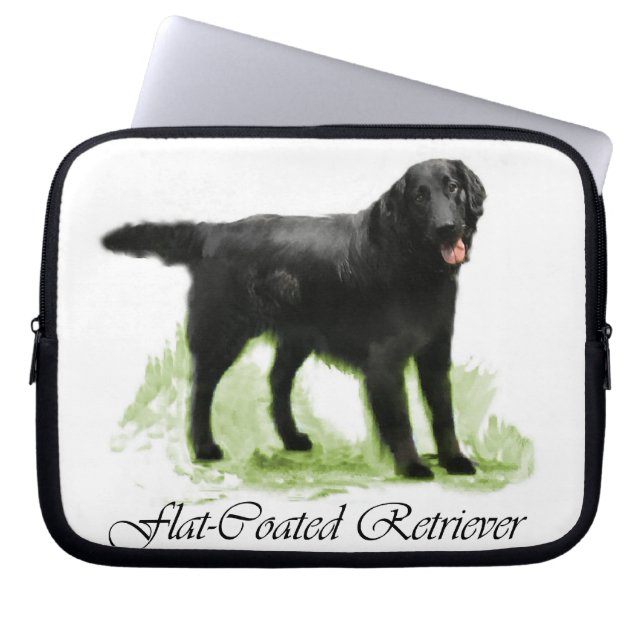 Flat-Coated Retriever Kunst Cadeaus Laptop Sleeve (Voorkant)