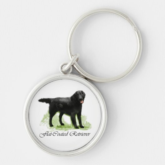 Flat-Coated Retriever Kunst Cadeaus Sleutelhanger (Voorkant)