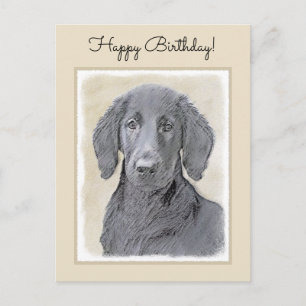 Flat-Coated Retriever Schilderij - Originele Honde Briefkaart