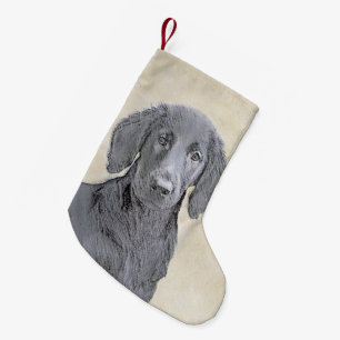 Flat-Coated Retriever Schilderij - Originele Honde Kleine Kerstsok