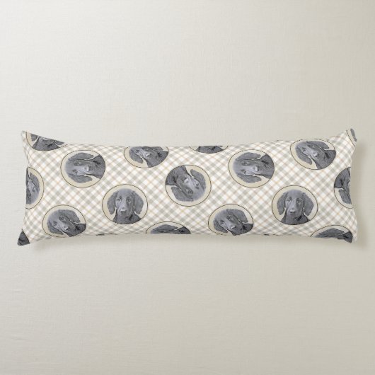 Flat-Coated Retriever Schilderij Zwart Huisdier Do Lichaamskussen (Voorkant)