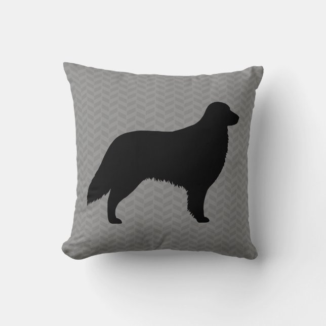 Flat Coated Retriever Silhouette Kussen (Voorkant)
