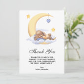 Flat Dank u Baby shower Kaart met konijntje. (Staand voorkant)