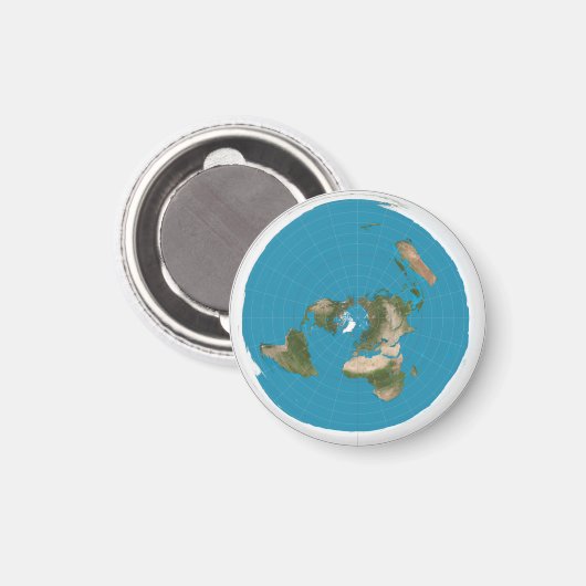 Flat Earth AE Azimuthal Equidistant Kaart Magneet (Voorkant / Achterkant)