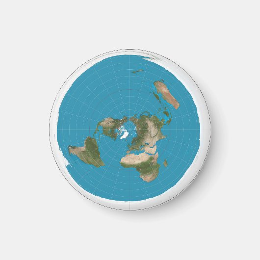 Flat Earth AE Azimuthal Equidistant Kaart Magneet (Voorkant)