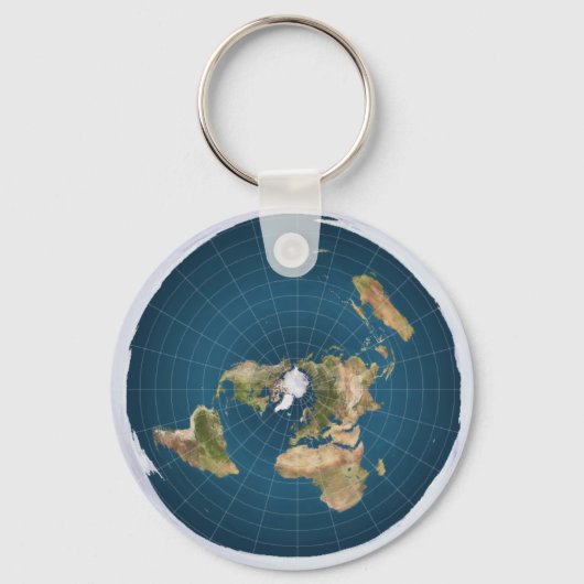Flat Earth AE Azimuthal Equidistant Map Key Ring 2 Sleutelhanger (Voorkant)