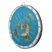 Flat Earth Azimuthal AE Map Rond Dartboard Dartbord (Voorkant Rechts)