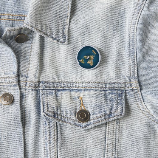 Flat Earth Azimuthal Projection Map Pin Button (In situ)