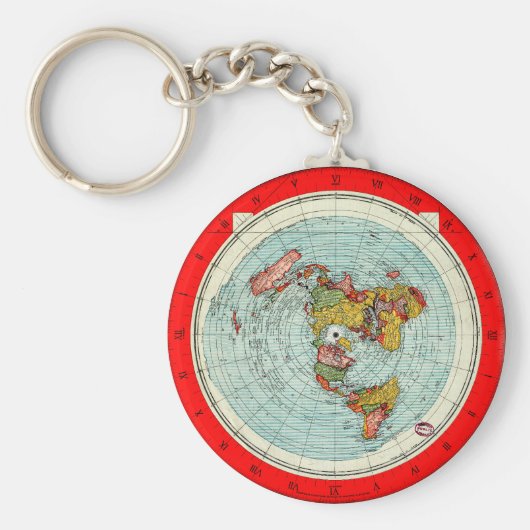 Flat Earth Azimuthal Projection Map Sleutelhanger (Voorkant)