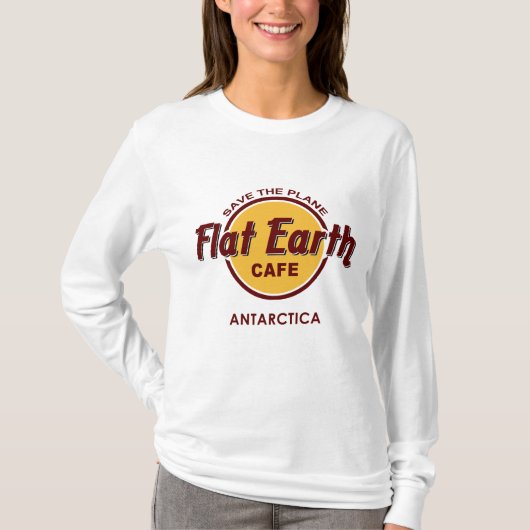 Flat Earth Cafe - SPEELT HET PLANJE OP - Antarctic T-shirt (Voorkant)