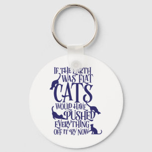 Flat Earth Cat Theory Grafische Grappige Dag van d Sleutelhanger
