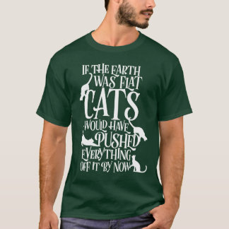 Flat Earth Cat Theory gravende grappige dag T-shirt