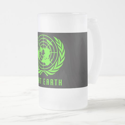 Flat Earth Frosty Beer Stein Mok (Voorkant rechts)