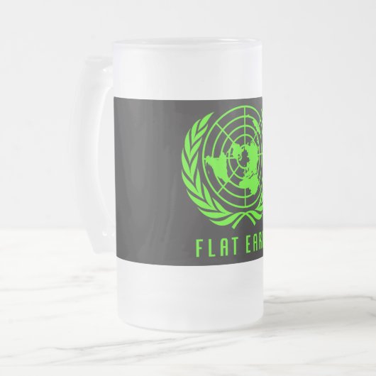 Flat Earth Frosty Beer Stein Mok (Voorkant links)