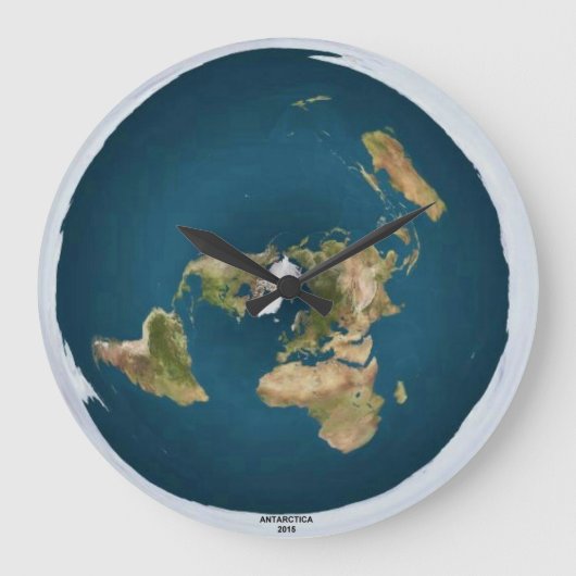 Flat Earth Large Wall Clock Grote Klok (Voorkant)