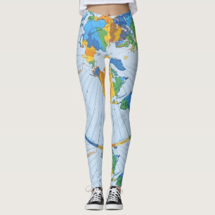 Flat Earth Map - Aardappelprojectie op azimuthal Leggings