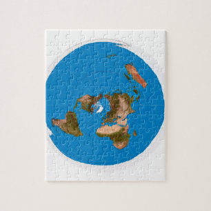 Flat Earth Map - Aardappelprojectie op azimuthal Legpuzzel