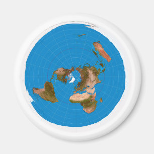 Flat Earth Map - Aardappelprojectie op azimuthal Magneet