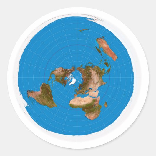 Flat Earth Map - Aardappelprojectie op azimuthal Ronde Sticker (Voorkant)