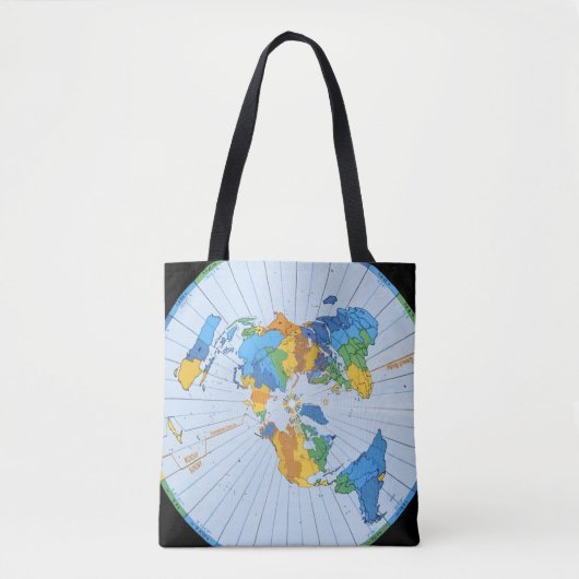 Flat Earth Map - Aardappelprojectie op azimuthal Tote Bag (Voorkant)