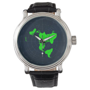 Flat Earth Map Schijf - polshorts bekijken Horloge