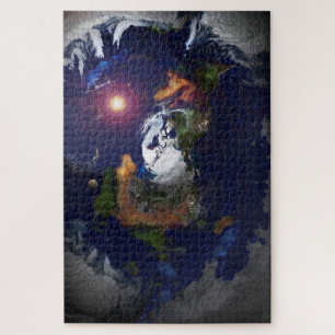 FLAT EARTH OP BRAND LEGPUZZEL
