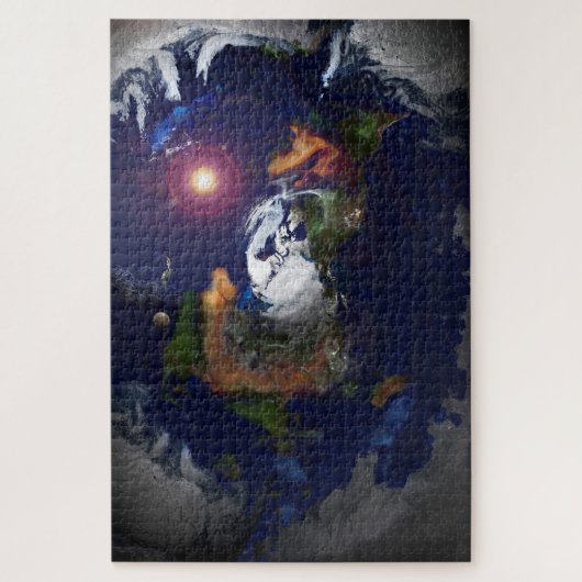 FLAT EARTH OP BRAND LEGPUZZEL (Verticaal)
