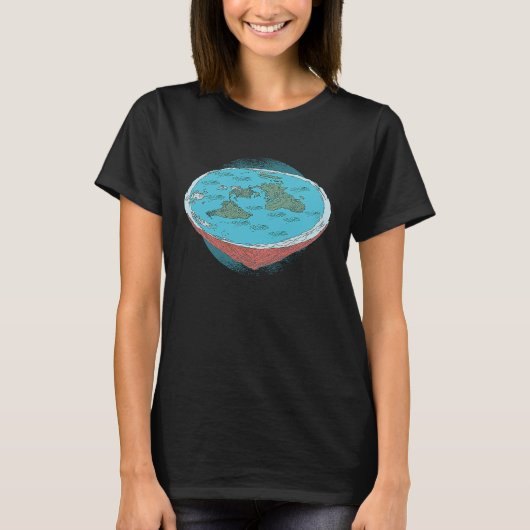 Flat Earth Society als platte grondtheorie T-shirt (Voorkant)
