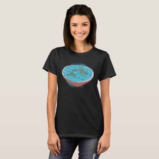 Flat Earth Society als platte grondtheorie T-shirt (Voorkant volledig)
