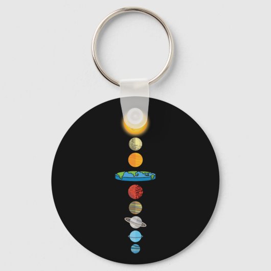 Flat Earth Society Planet Solar System Gift Sleutelhanger (Voorkant)
