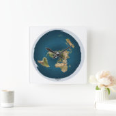 Flat Earth Square Wall Clock Vierkante Klok (Huis)