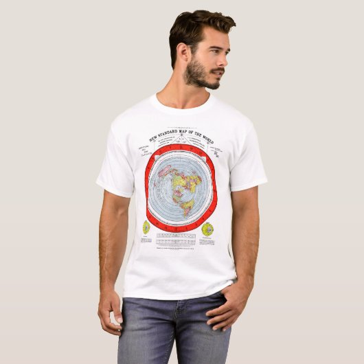 Flat Earth Standard Map van het World T Shirt (Voorkant volledig)