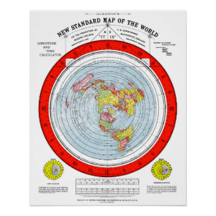 Flat Earth Standard Map van het World T Shirt Perfect Poster
