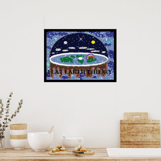 Flat Earth Theory Pop Art Poster (Keuken)
