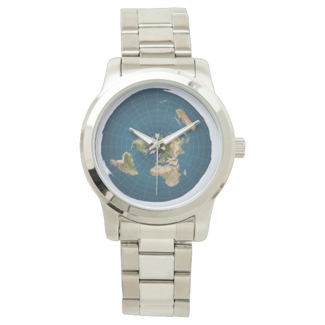 Flat Earth Watch 1 Man Horloge (Voorkant)
