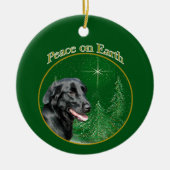 Flat-gecoate Retriever Peace Sleutelhanger Keramisch Ornament (Voorkant)