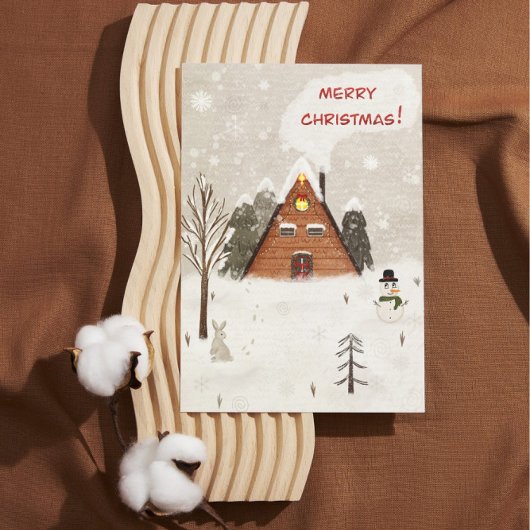 Flat Greeting Card “Cozy Christmas " hand drawn Kaart
