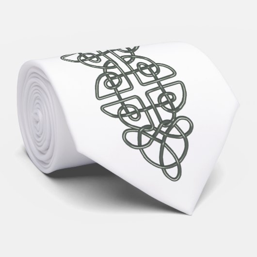 Flat Grey Celtic Knot Strip Stropdas (Opgerold)